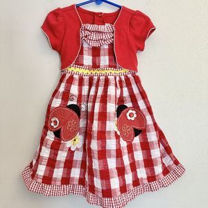 Youngland‎ Ladybug Dress Toddler Size 4T Baby Girl Red Checkered